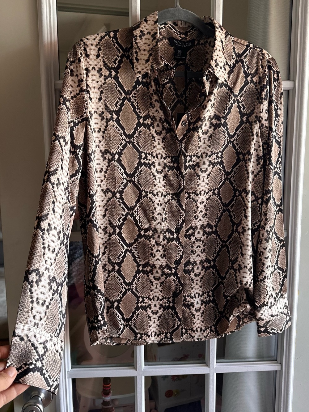 NWT Rachel Zoe Snake Print Button Front Blouse Size S
